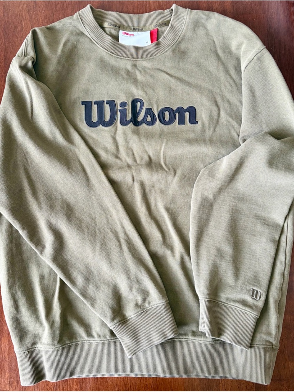 Wilson Olive Crewneck Sweatshirt with Navy Logo